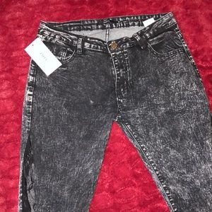 Jeans with lace rose pattern down both legs